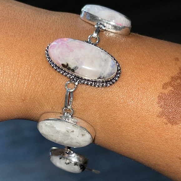 Rainbow Pink Moonstone Bracelet 6 1/2” - 7” - Picture 6 of 10
